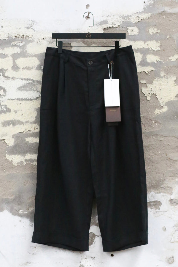 Stovaigh Linen Wide-Leg Cropped Casual Pants STV-STOVPAL005-HEI Black (STOVTR001)